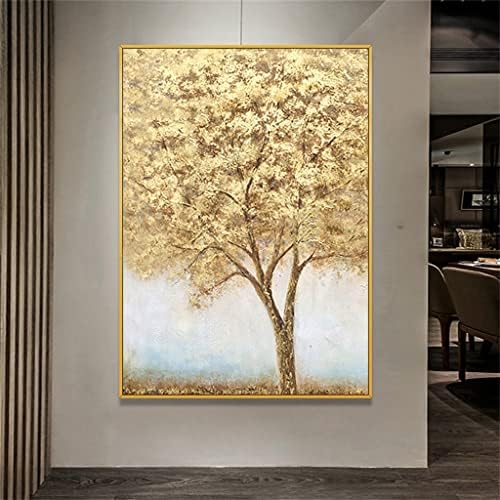 LIRUXUN Картина за Паричните дърво Пейзаж Ръчно изработени Живопис с маслени бои монтаж на стена Арт Декор за вашия дом офис (Цвят: D, Размер: 90x120 см, Без рамка)