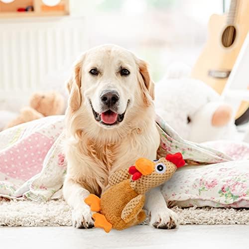 Пищащие Играчки за кучета Pubialo за по-Големи Кучета, Здрава Плюшен Дъвчене Играчки, Плюшени Интерактивни Играчки за малки Кученца, за Дресура Малки Големи Кучета и намаляване на Скука (Пиле)