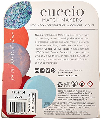 Cuccio Сватовник - Цветен лак за нокти и гел-лак за нокти - Fever Of Love - За маникюр и педикюр, Пълно покритие - Трайно, с висок блясък - Без мирис, не съдържа формалдехид и толуен - 2 бр.