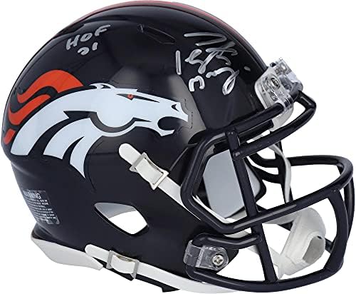 Мини-каска Riddell Speed с автограф Пейтона Мэннинга Denver Broncos и надпис HOF 21 - Мини-каски NFL с автограф