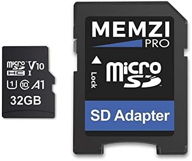 MEMZI PRO 32 GB 100 Mbit/s. Карта памет от Клас 10 A1 V10 Micro SDHC карта с адаптер за SD за мобилни телефони Alcatel 1, 1C, 1X, 3, 3C, 3Л, 3V, 3X, 5, 5V, 7, U3, U5, A2 XL, A3, A3 XL, A7, A7 XL, A30, A30 Plus
