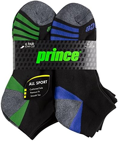 Мъжки чорапи Prince с ниско деколте за бягане, тенис и ежедневна употреба (опаковка от 6 двойки)