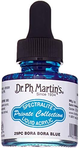 Dr. Ph. Martin ' s Spectralite Частна колекция на Течни акрилни бои (29 бр.) Arcylic, Флакон, 1,0 грама, Bora Bora Blue