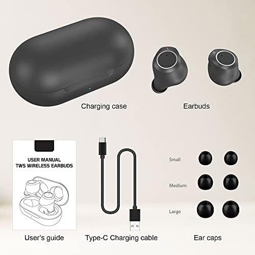 Безжични Bluetooth слушалки V5.2, съвместими с Motorola Moto G Power (2021), с зарядно калъф за слушалки-притурки. (V5.2 Черен)