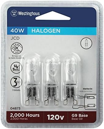 Уестингхаус Lighting 0487300 40-Ваттная Халогенна Одноконтурная прозрачна лампа T4 с цокъл G9 с мощност 40 W (3 броя), брой крушки 3 (опаковка по 1 парче)