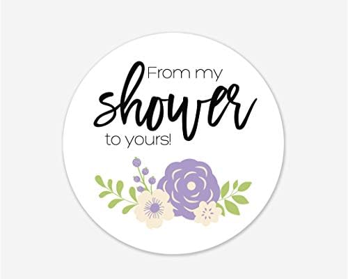24-каратные лилаво стикери с цветя, Надписи Моят душ за теб, Детски душ, Булчински душ и Подаръци за дейности (494-1-M-LL)
