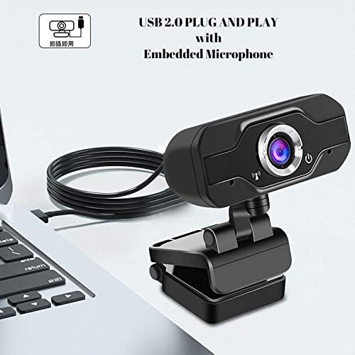Уеб-камера 1080P с микрофон, Компютърна уеб камера USB 2.0 с Автоматична корекция на осветяването, Щепсела и да играе, видео Конференция, Игри Проучване
