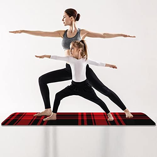 Siebzeh Red & Black Scottish Plaid 1-Дебела подложка за йога премиум-клас, в екологично Чист Гумена подложка за здраве и фитнес, нескользящий мат за всички видове упражнения, йога и пилатес (72 x 24x 6 мм)