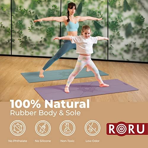 Килимче за йога серия RORU Concept Sun Дебел нескользящий, 5 мм (0,2 инча), Голям и Широк 72x27 инча, Гума Нескользящий килимче за йога, Тренировъчен подложка за пилатес, за жени и мъже, трайни