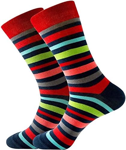 MFCHY Цветни Райета Мъжки Чорапи с Геометричен Модел, Градиентные Улични Чорапи със Средна Дължина, Ежедневни Памучни Чорапи за Мъжете