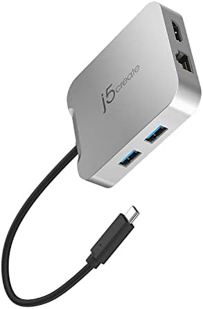 j5create C USB hub - 4K 60Hz HDMI, 100W PD, 2 x USB-A, Ethernet | за Steam Deck, MacBook, ChromeBook, XPS, Surface Pro (JCD391)
