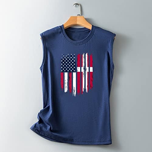 QCEMENI, Дамски Блузи на Ден на Независимостта, Блузи Без ръкав, с Кръгло Деколте, Ежедневни Тениски с Флага на САЩ, Модни Свободна Тениска С Изображение