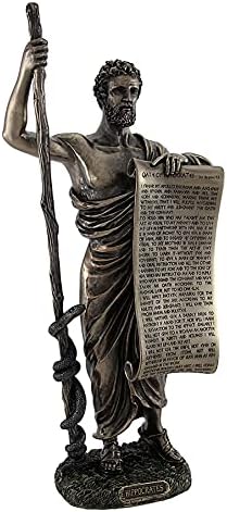 Things2Die4 Бронзова статуя на Хипократ (Бащата на медицината), Държащ Клетва на Хипократ