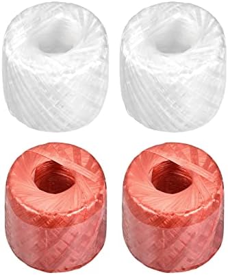 Нишка от полиестер и найлон Rebower [за опаковане в домакински комплект със собствените си ръце]-250 м / 820 фута / 4 руло Пластмаса, Червено, бяло