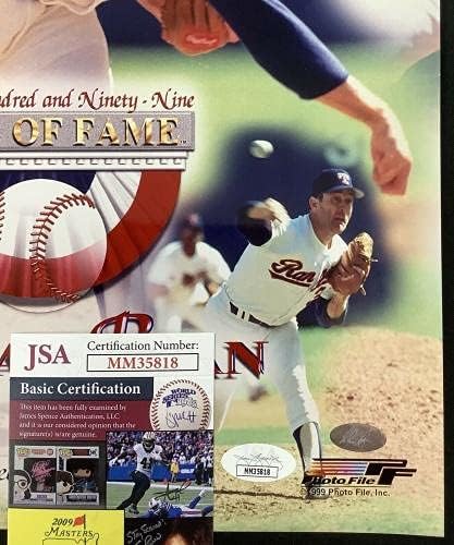 Нолан Райън Подписа Снимка 11x14 Бейзбол на Тексас Рейнджърс Метс LE Автограф КОПИТО JSA - Снимки на MLB С автограф