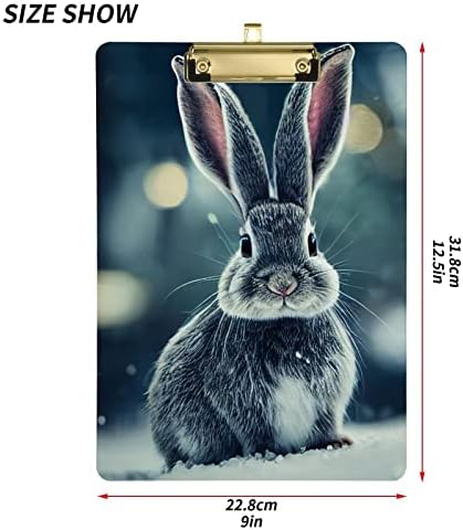 Клипборда (Snow Field Rabbit) Нископрофилен Метална Скоба С Модерен Дизайн Акрилни Таблети за работа, Проучване на Формат А4, Законен Размер на 12,5 × 9, Сребрист Скоба