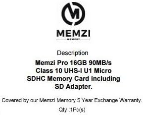 MEMZI PRO 16 GB Class 10 90 Mb/s. Карта памет Micro SDHC карта с адаптер за SD за мобилни телефони Motorola Moto серия E, X или Z